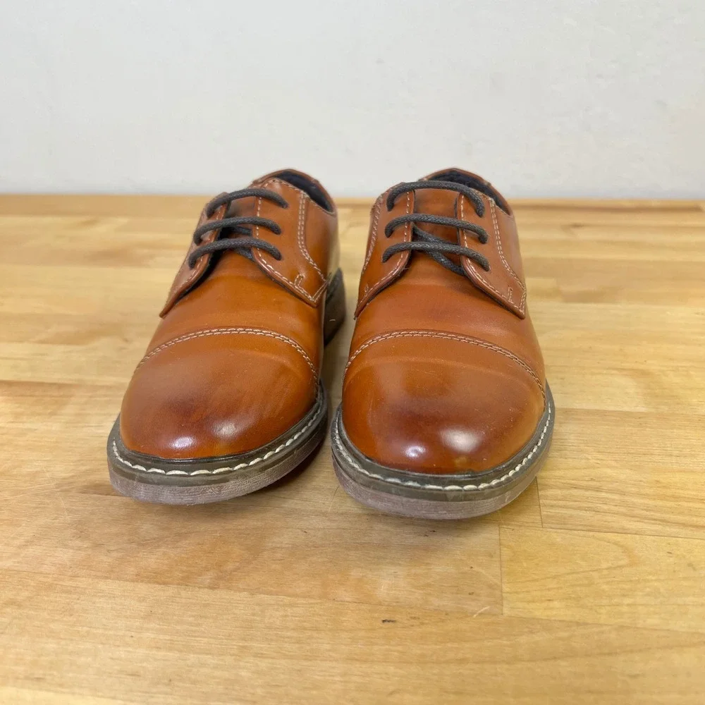 Bruno Marc Dress Shoes Oxford Boys Size 13 Brown Cap Toe Lace Up Formal Wedding